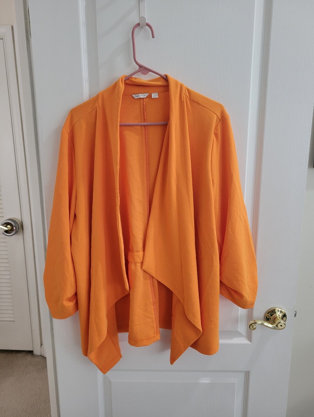 Cato Orange Open Front Jacket Blazer XL Lightweight Draped Topper Career Work